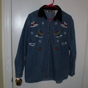 Vintage Erika Classic Clothing Co Denim Winter Theme Long Sleeve